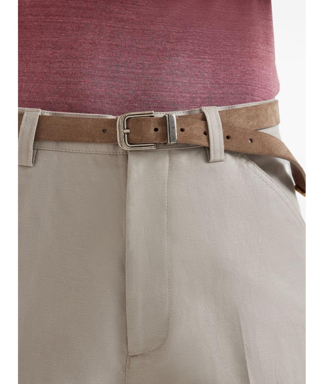 BRUNELLO CUCINELLI Коричневый замшевый ремень, фото 3