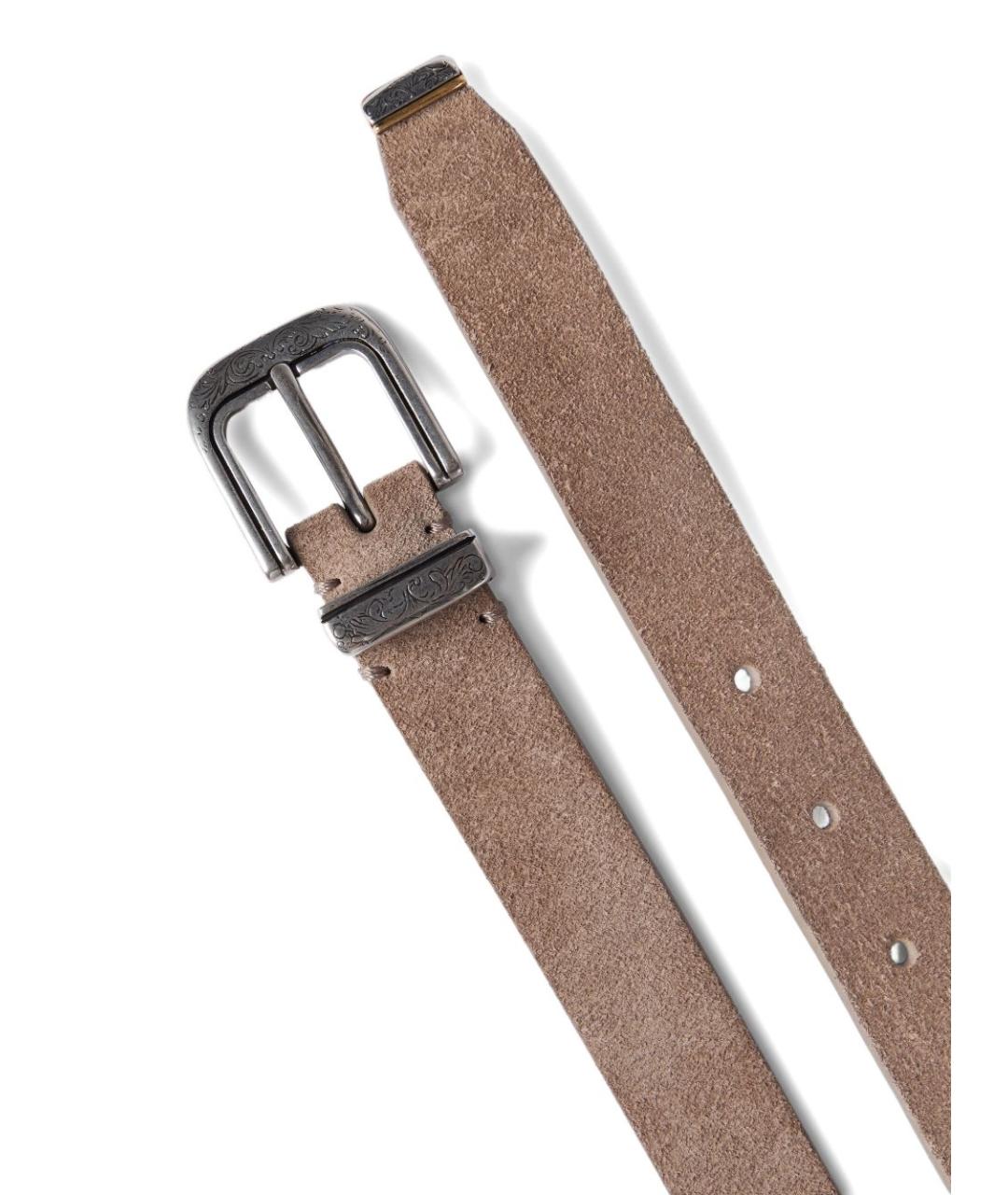 BRUNELLO CUCINELLI Коричневый замшевый ремень, фото 2