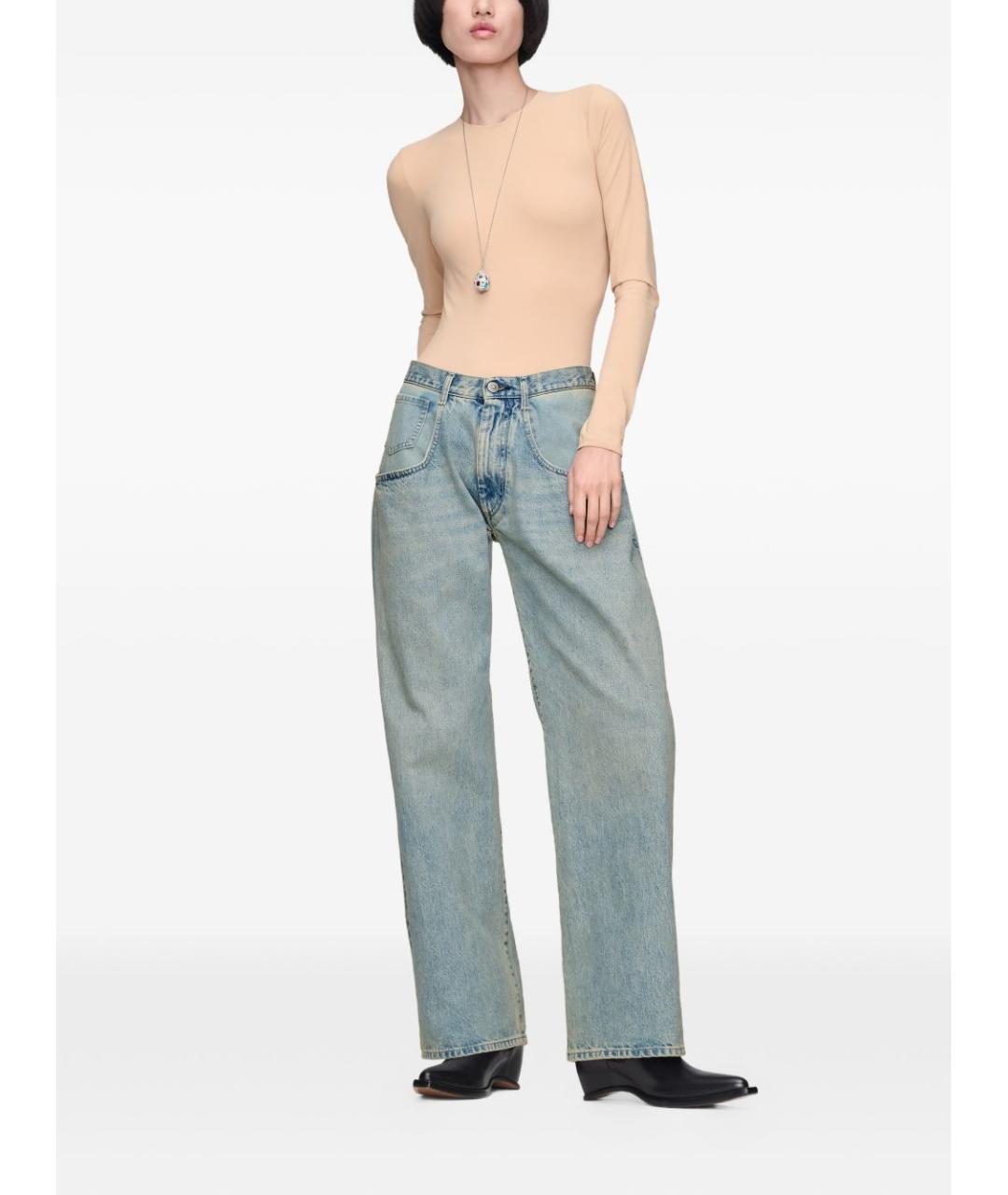 MAISON MARGIELA Голубые хлопковые прямые джинсы, фото 2