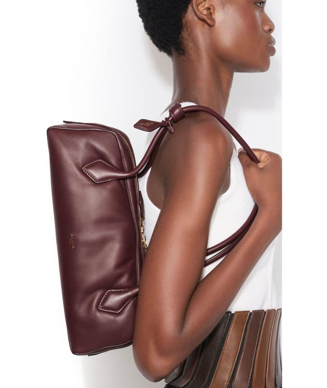 ALAIA Бордовая кожаная сумка через плечо, фото 4