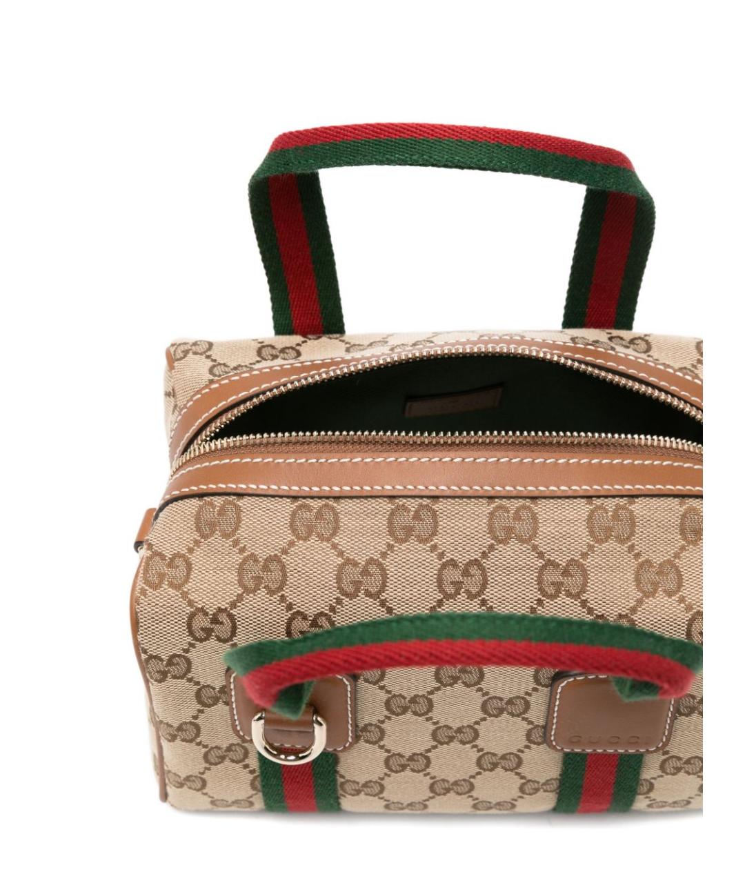 GUCCI Бежевая тканевая сумка с короткими ручками, фото 4