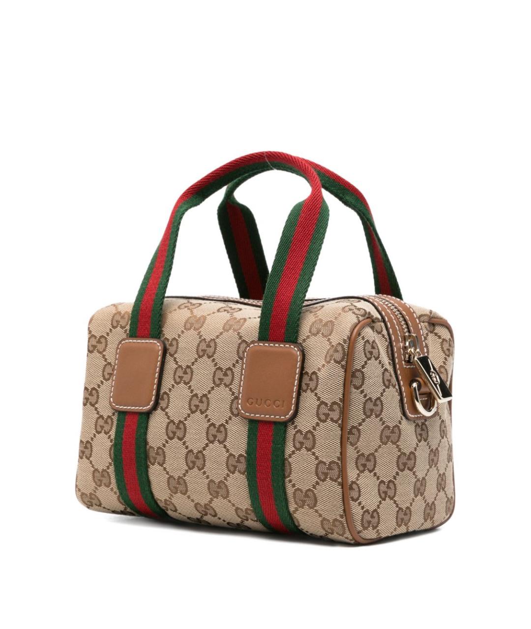 GUCCI Бежевая тканевая сумка с короткими ручками, фото 2