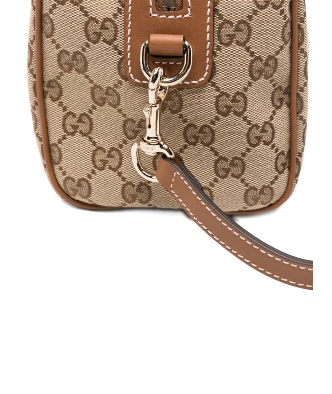 GUCCI Бежевая тканевая сумка с короткими ручками, фото 5