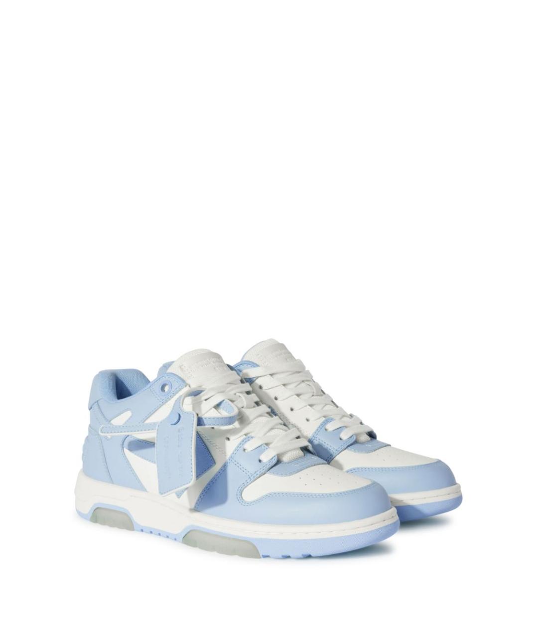 OFF-WHITE Голубые кожаные низкие кроссовки / кеды, фото 5