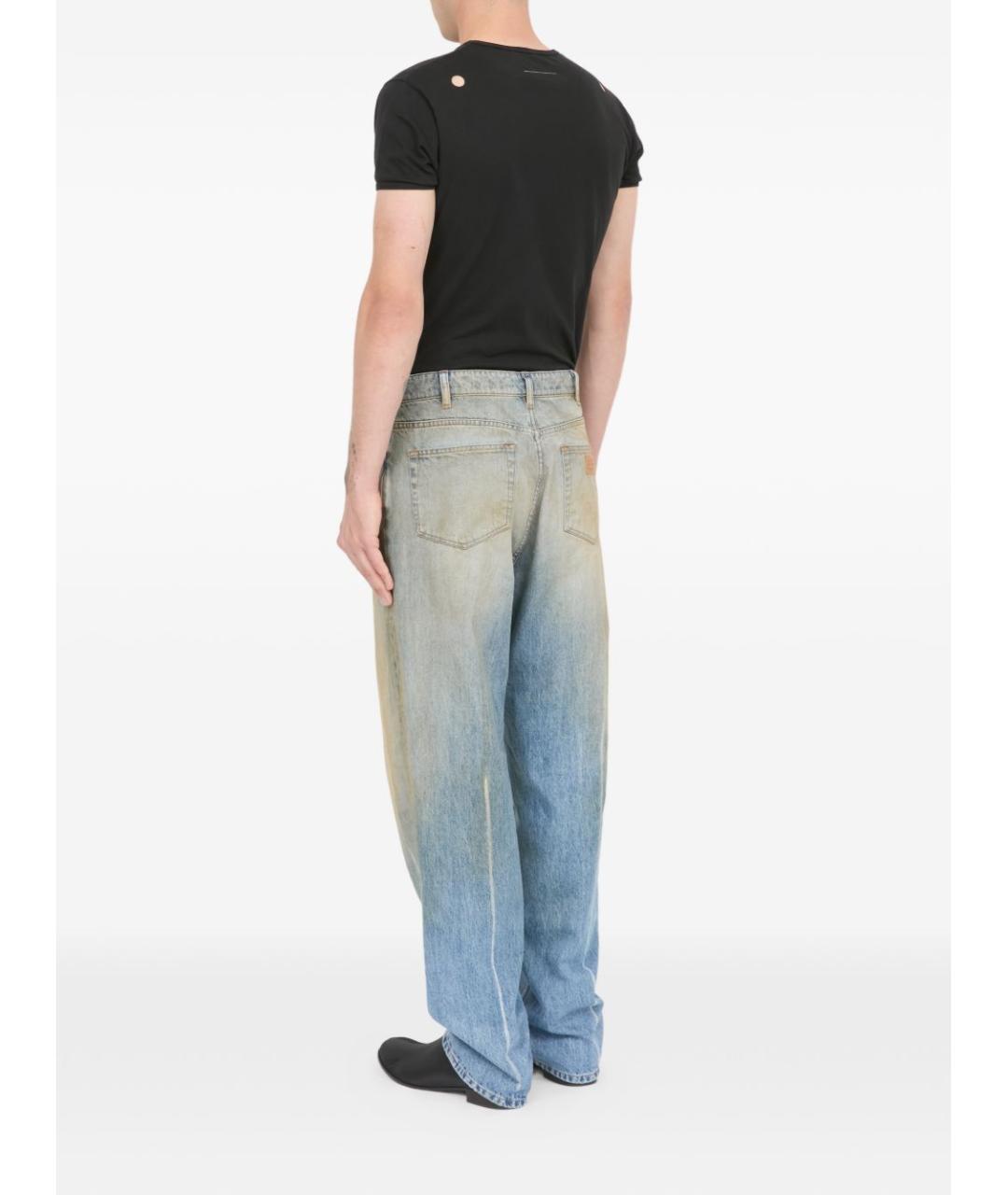 MM6 MAISON MARGIELA Голубые хлопковые прямые джинсы, фото 3