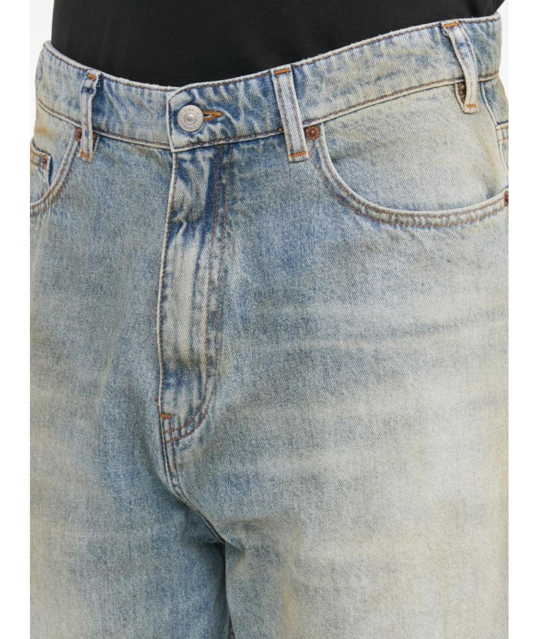 MM6 MAISON MARGIELA Голубые хлопковые прямые джинсы, фото 6