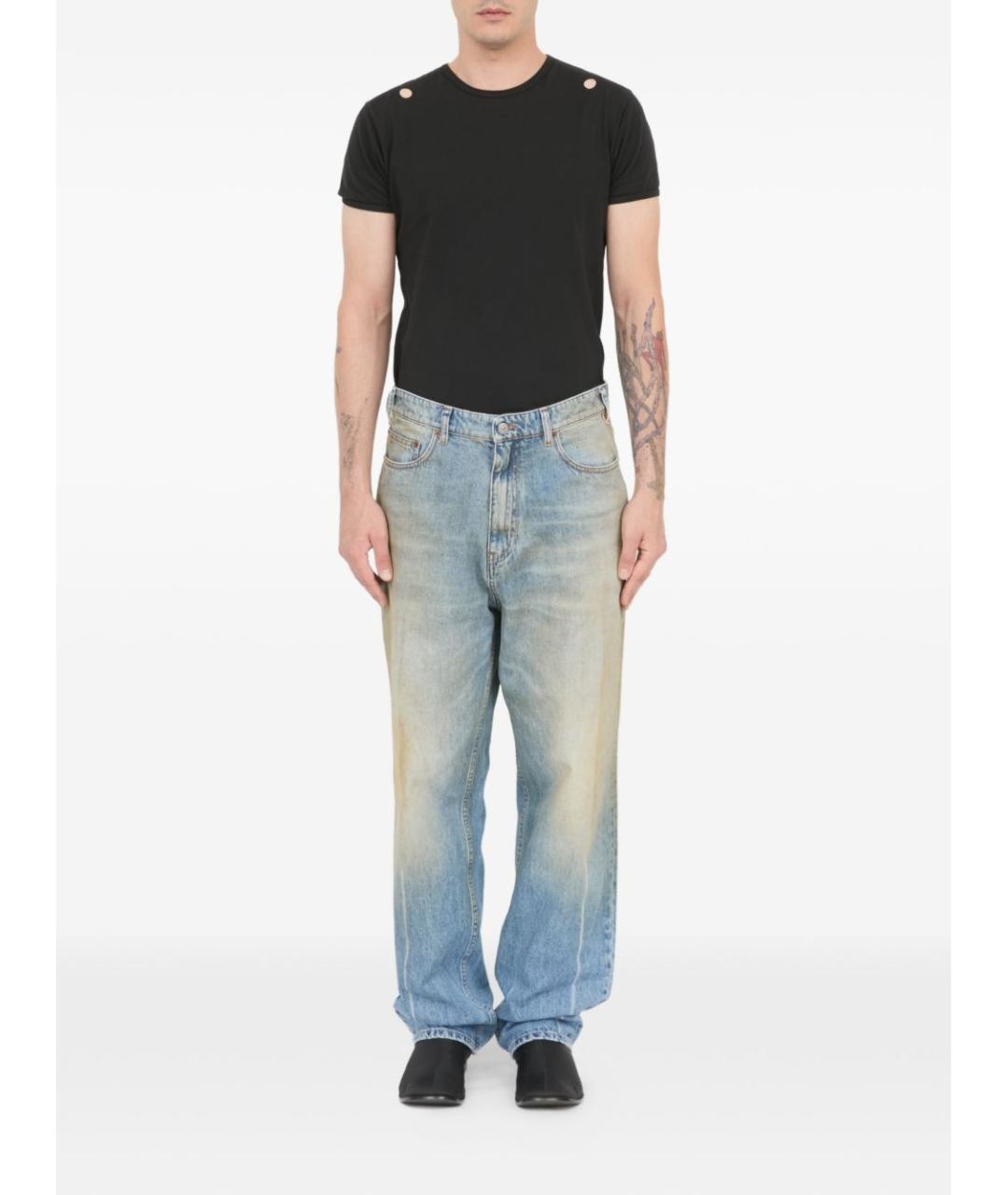 MM6 MAISON MARGIELA Голубые хлопковые прямые джинсы, фото 4