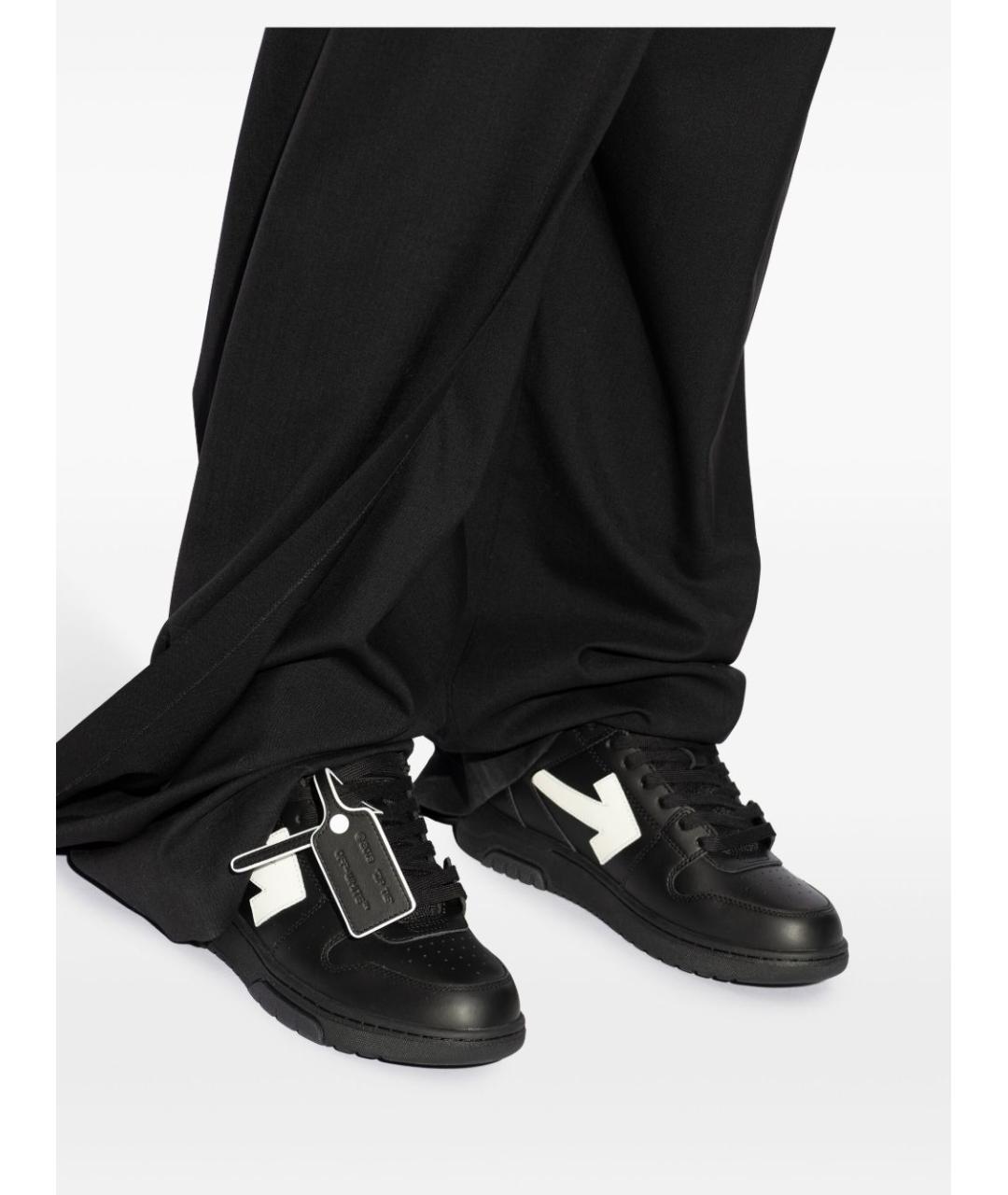 OFF-WHITE Черные кожаные низкие кроссовки / кеды, фото 2