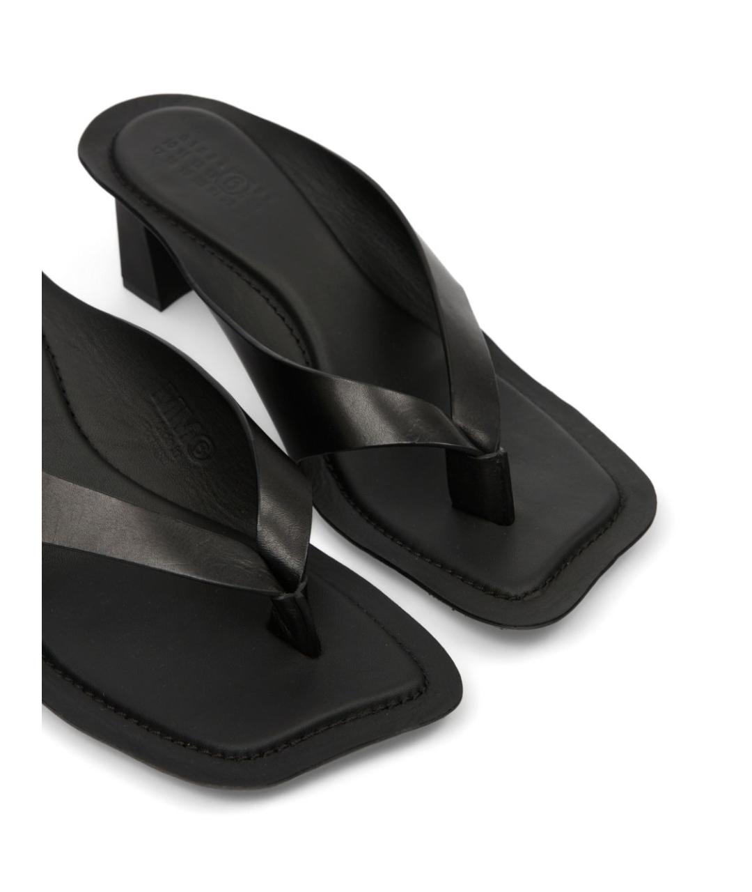 MM6 MAISON MARGIELA Черные кожаные мюли, фото 5