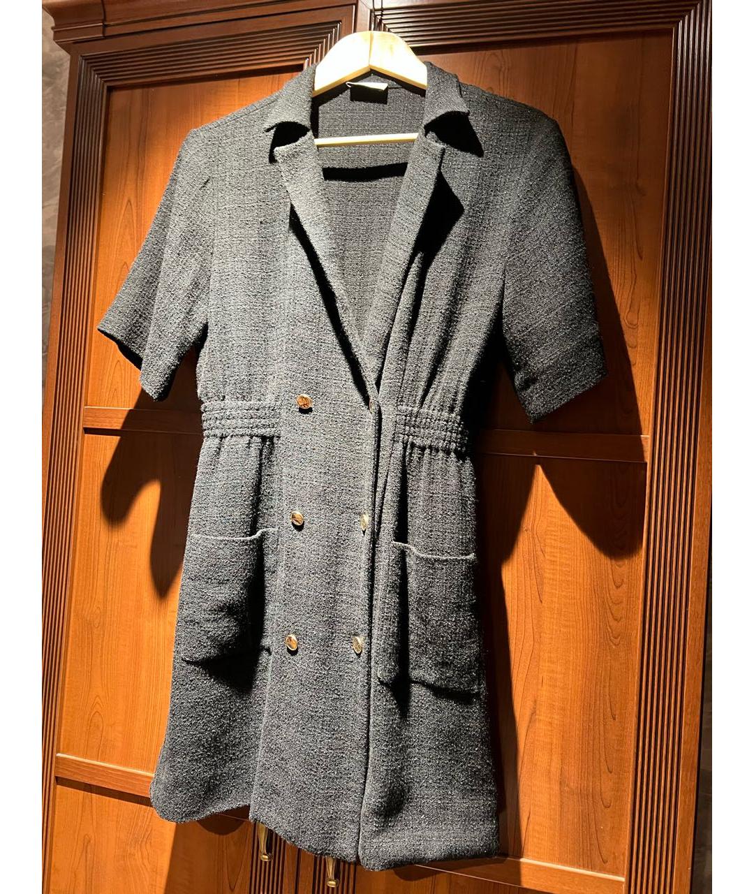 SANDRO Черное твидовое повседневное платье, фото 3