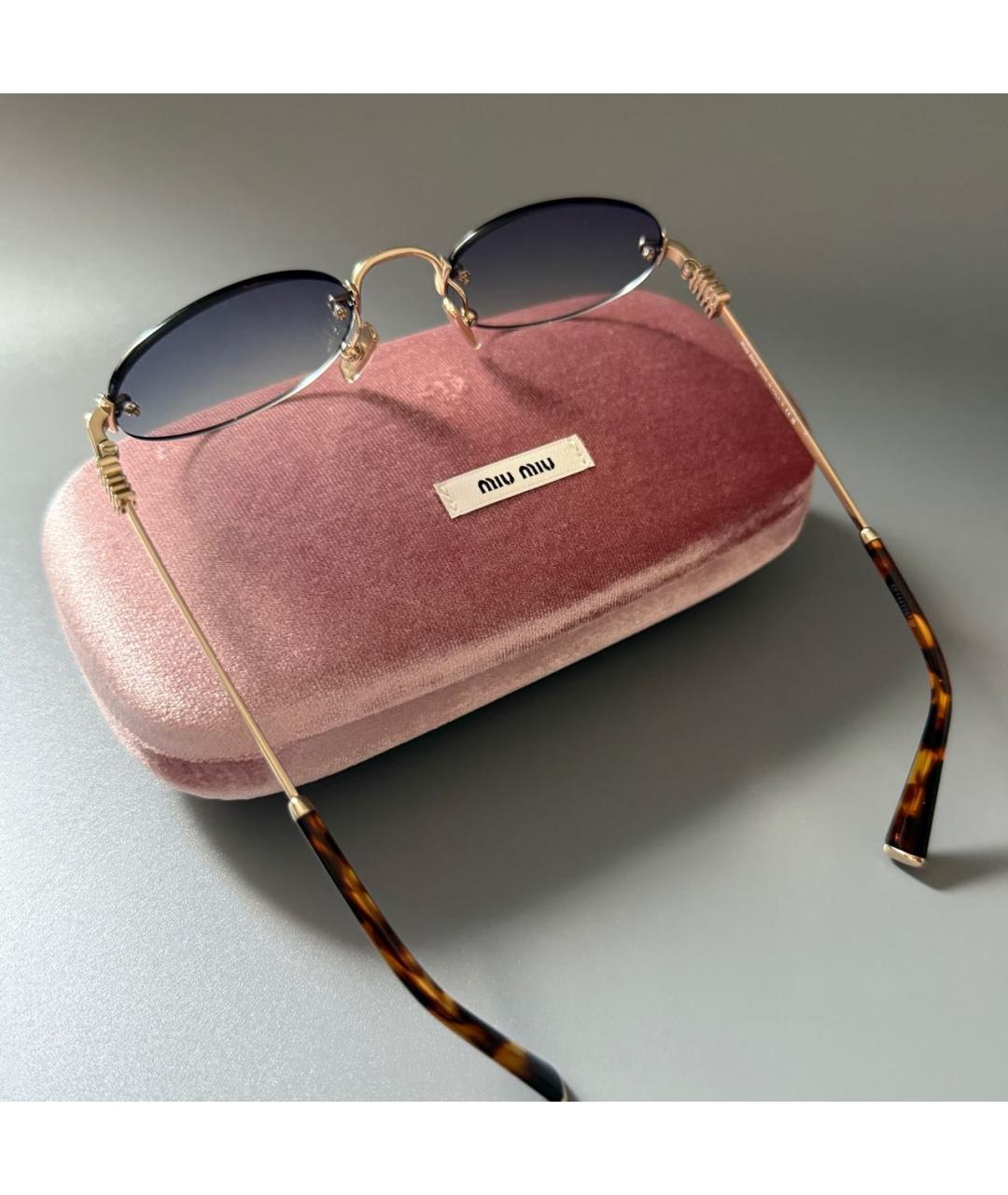 MIU MIU Золотые металлические солнцезащитные очки, фото 6