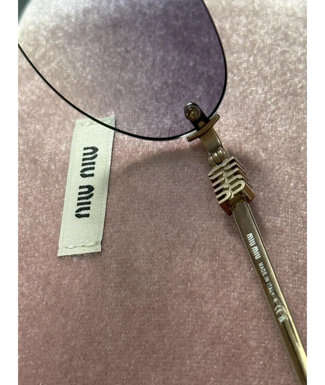 MIU MIU Золотые металлические солнцезащитные очки, фото 7