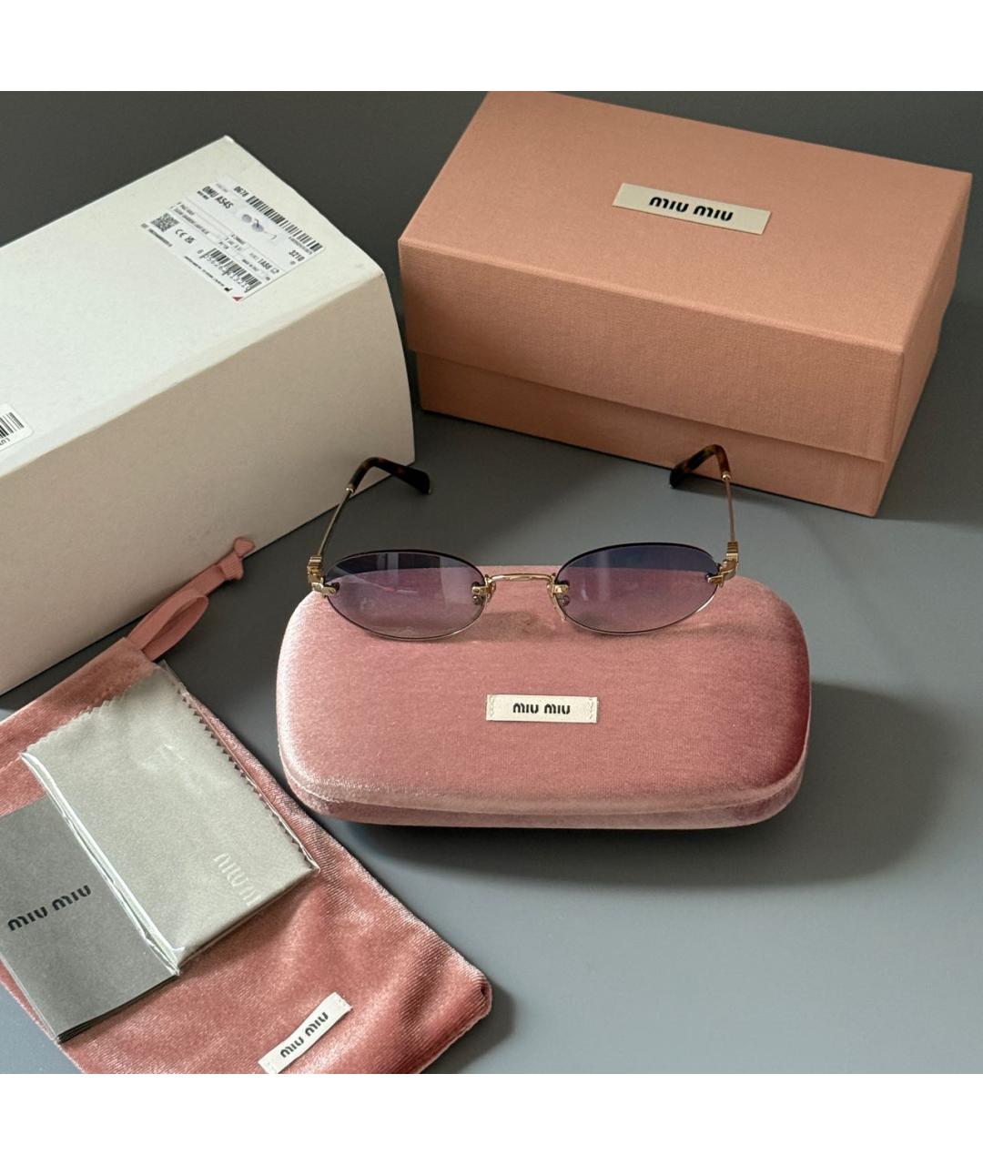 MIU MIU Золотые металлические солнцезащитные очки, фото 2