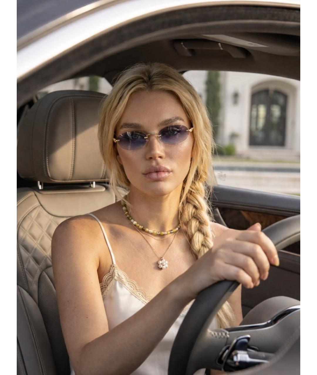 MIU MIU Золотые металлические солнцезащитные очки, фото 4