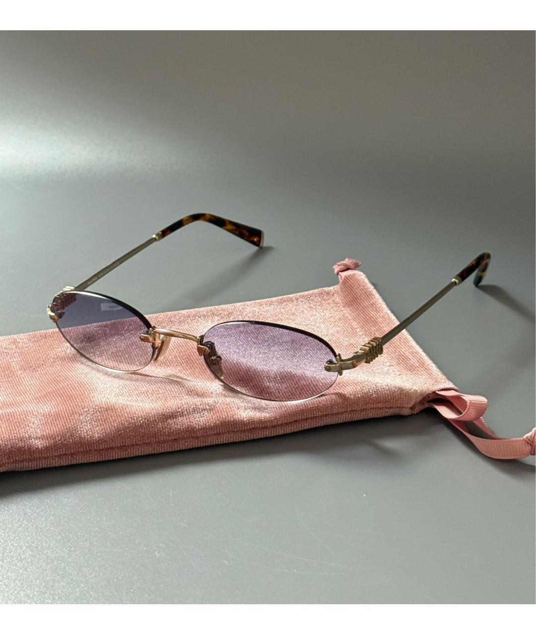 MIU MIU Золотые металлические солнцезащитные очки, фото 5