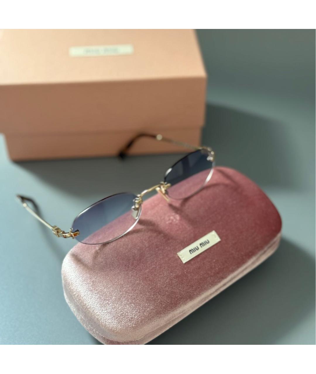 MIU MIU Золотые металлические солнцезащитные очки, фото 8