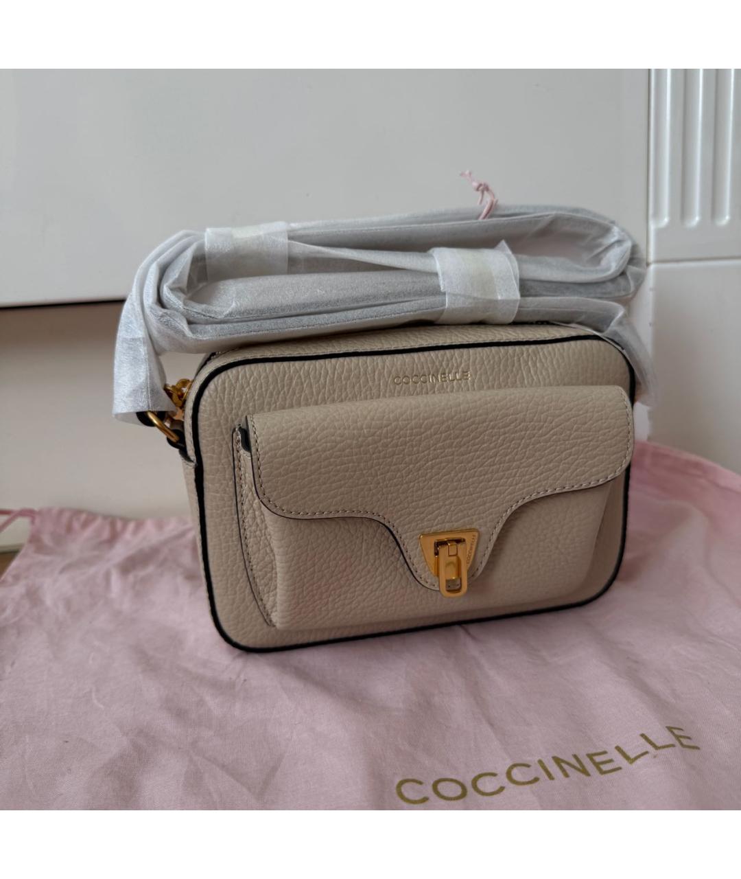 COCCINELLE Бежевая кожаная сумка через плечо, фото 2