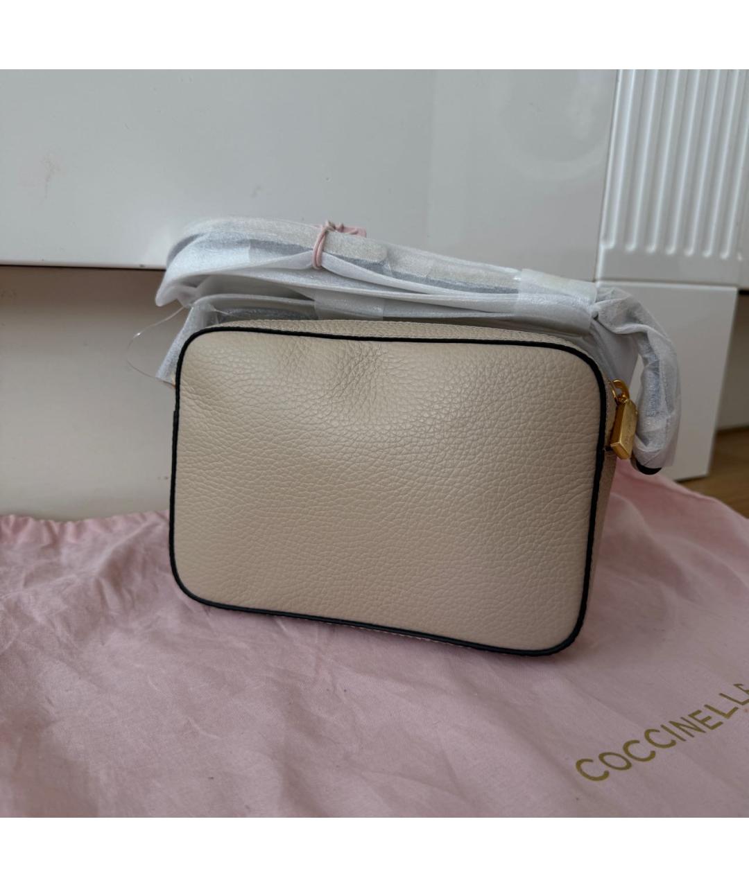 COCCINELLE Бежевая кожаная сумка через плечо, фото 3