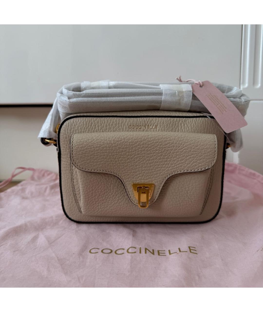 COCCINELLE Бежевая кожаная сумка через плечо, фото 7