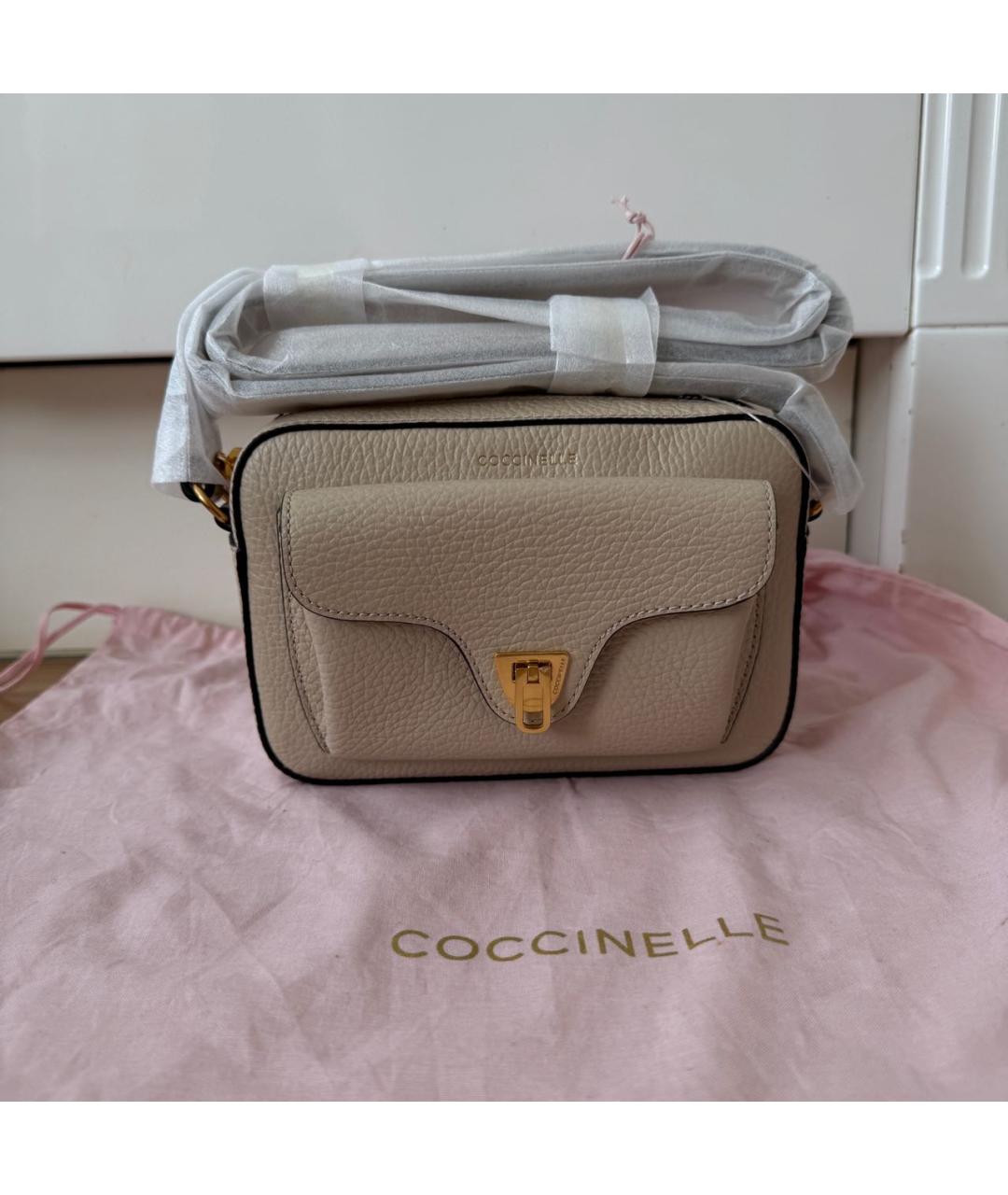 COCCINELLE Бежевая кожаная сумка через плечо, фото 9