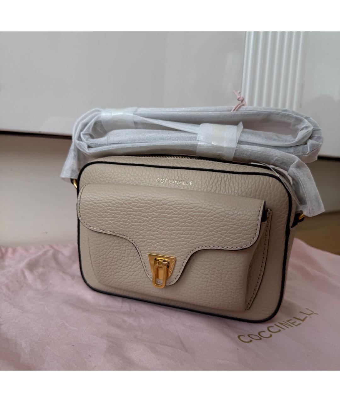 COCCINELLE Бежевая кожаная сумка через плечо, фото 5