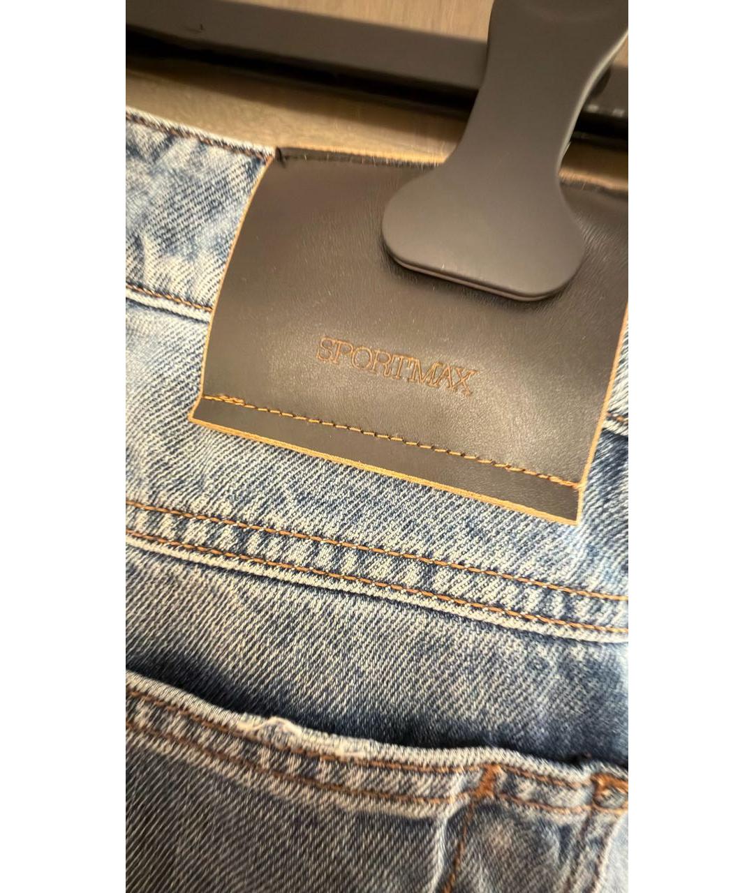 SPORTMAX Голубые хлопковые прямые джинсы, фото 5