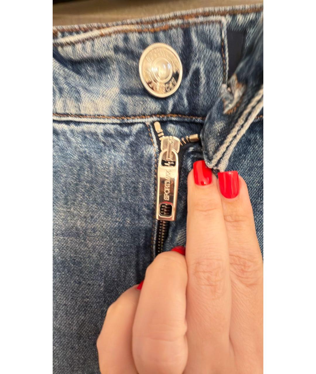 SPORTMAX Голубые хлопковые прямые джинсы, фото 4