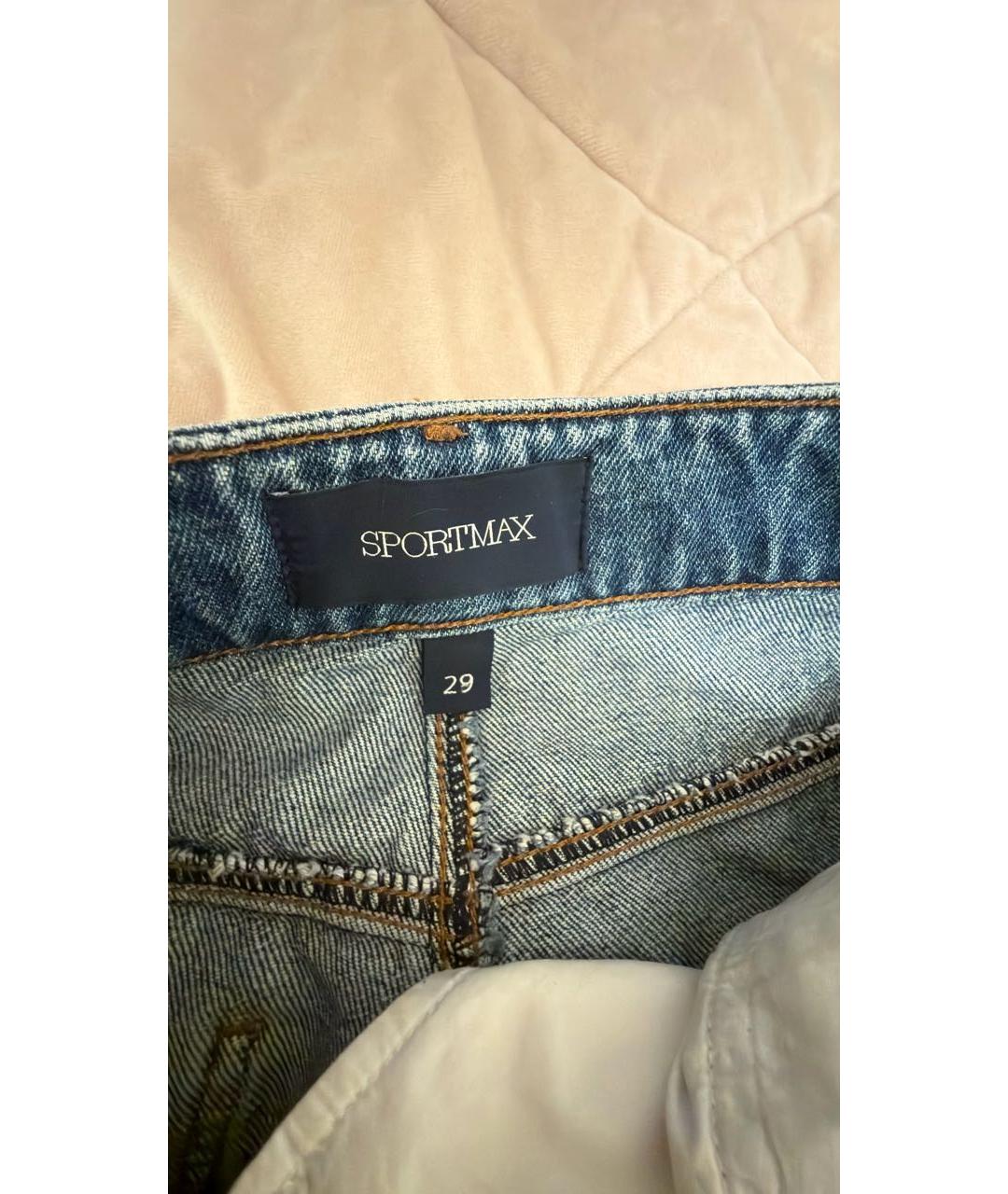 SPORTMAX Голубые хлопковые прямые джинсы, фото 3