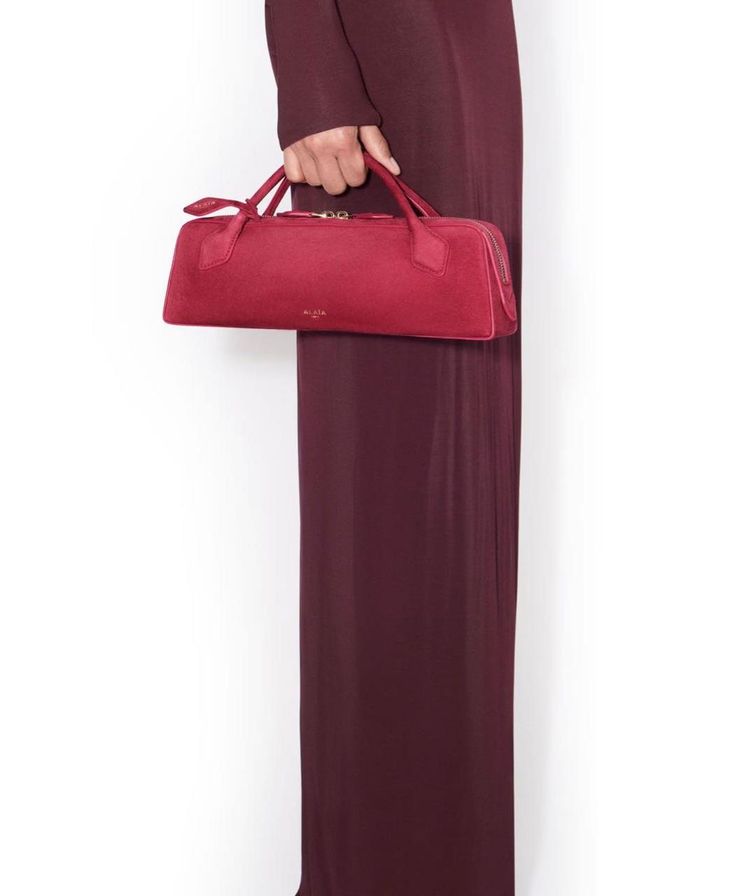 ALAIA Розовая замшевая сумка с короткими ручками, фото 4