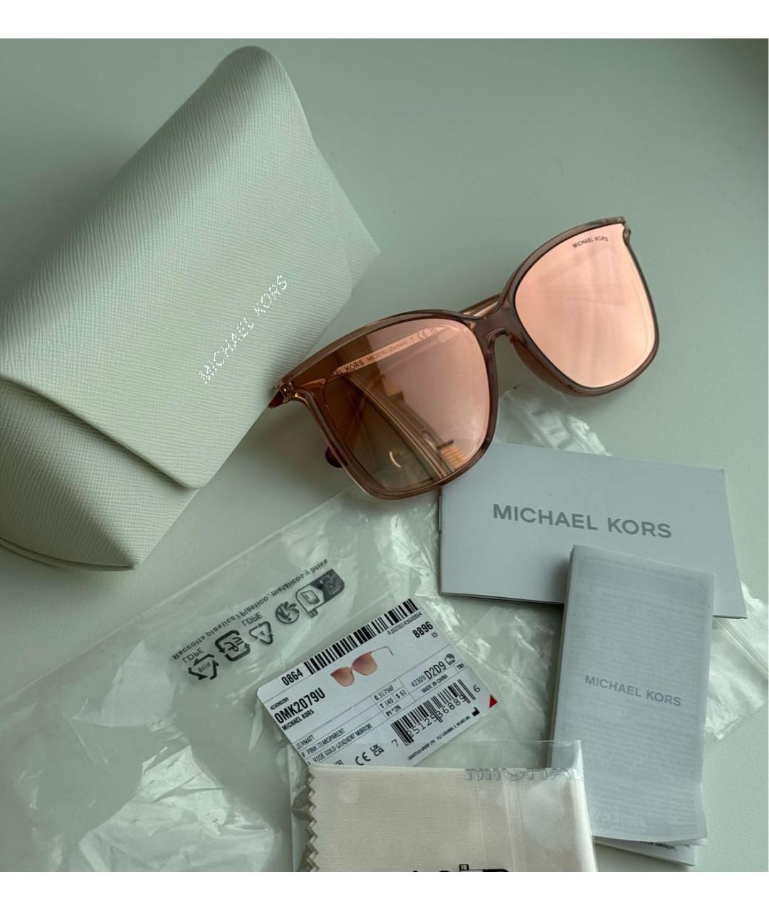 MICHAEL KORS Розовые пластиковые солнцезащитные очки, фото 4