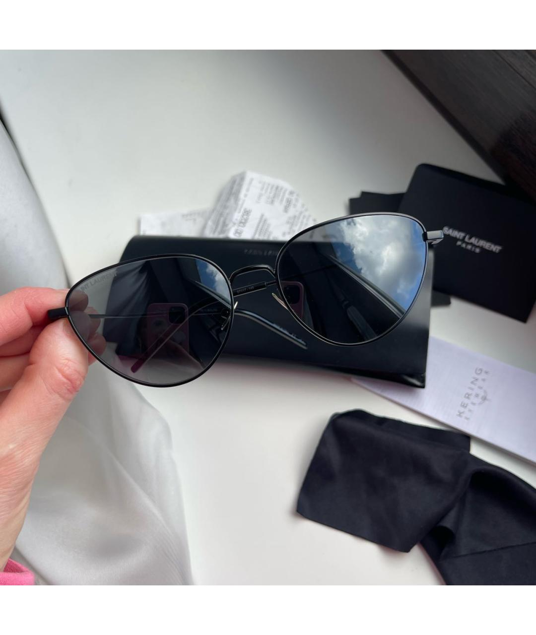 SAINT LAURENT Черные металлические солнцезащитные очки, фото 2