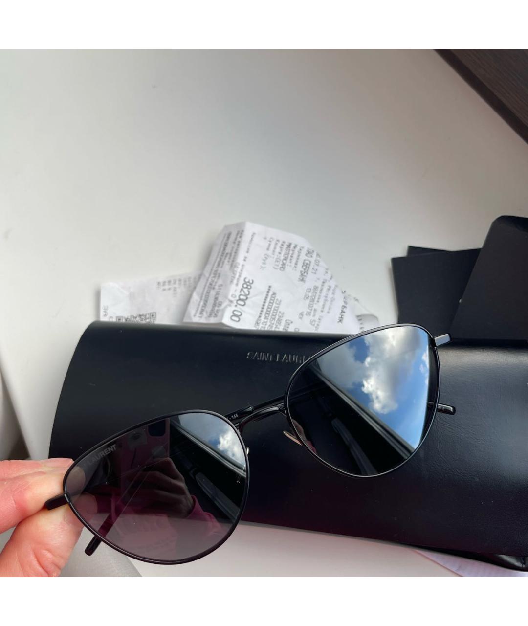 SAINT LAURENT Черные металлические солнцезащитные очки, фото 7