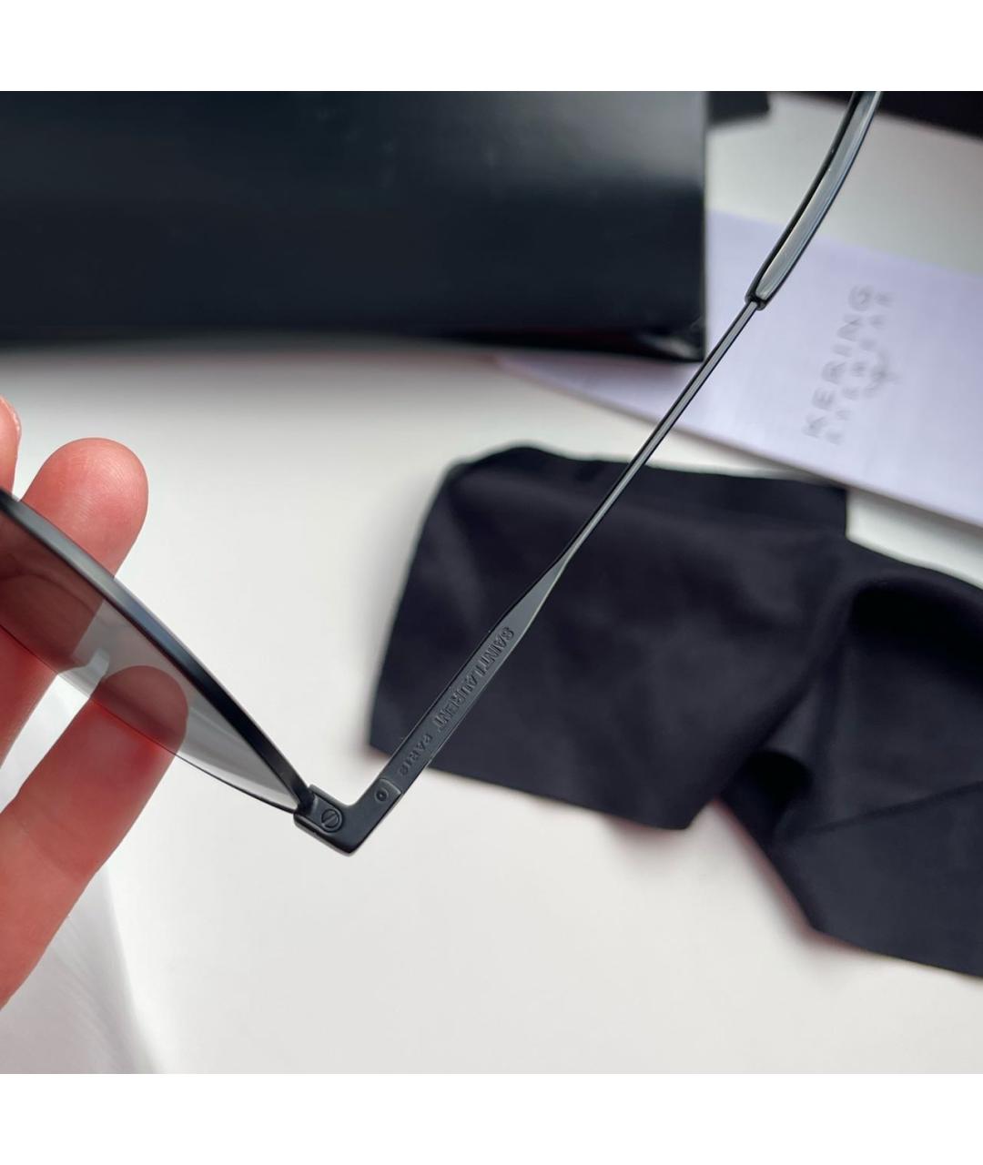 SAINT LAURENT Черные металлические солнцезащитные очки, фото 3