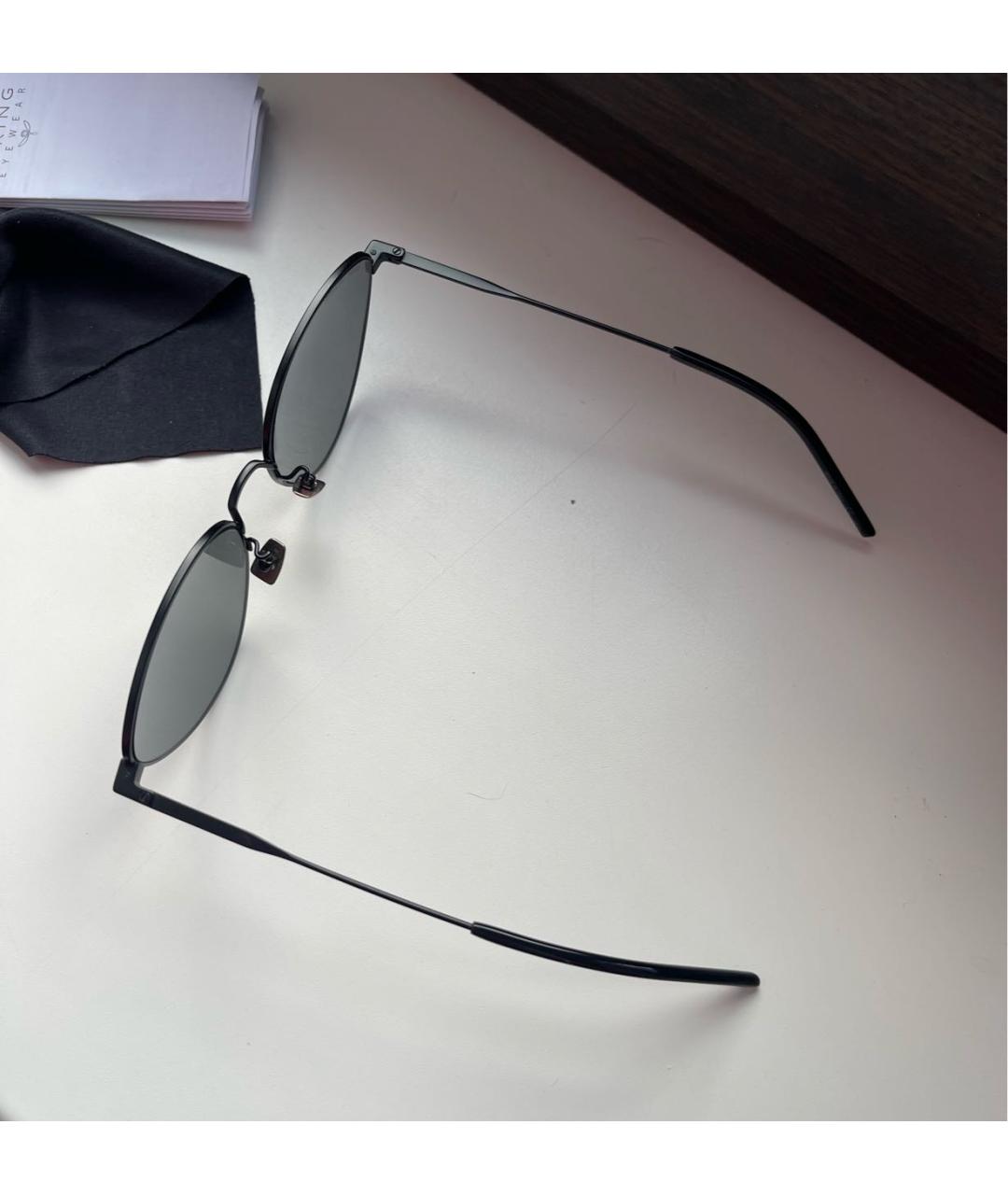 SAINT LAURENT Черные металлические солнцезащитные очки, фото 4