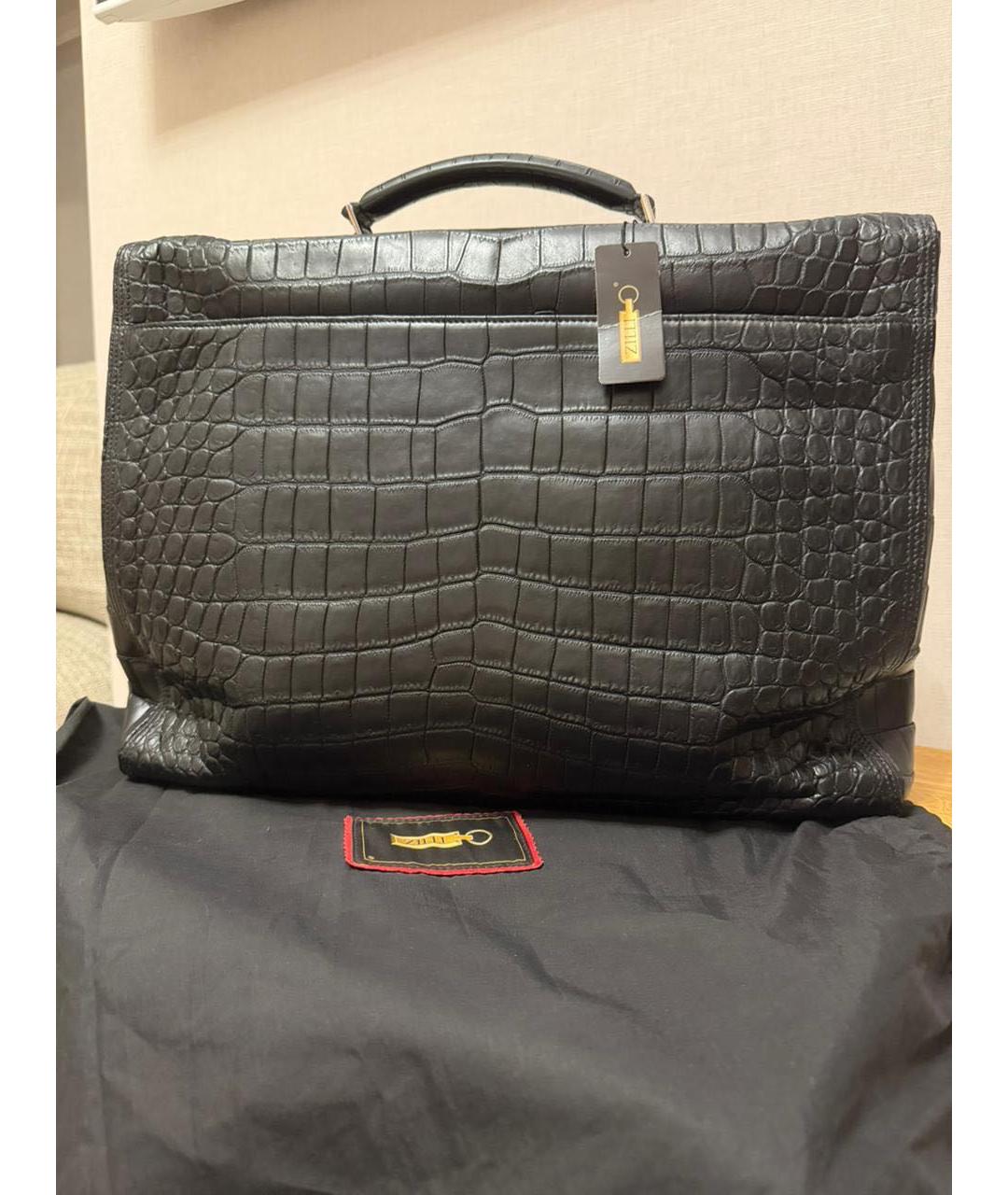 ZILLI Черный портфель из экзотической кожи, фото 3