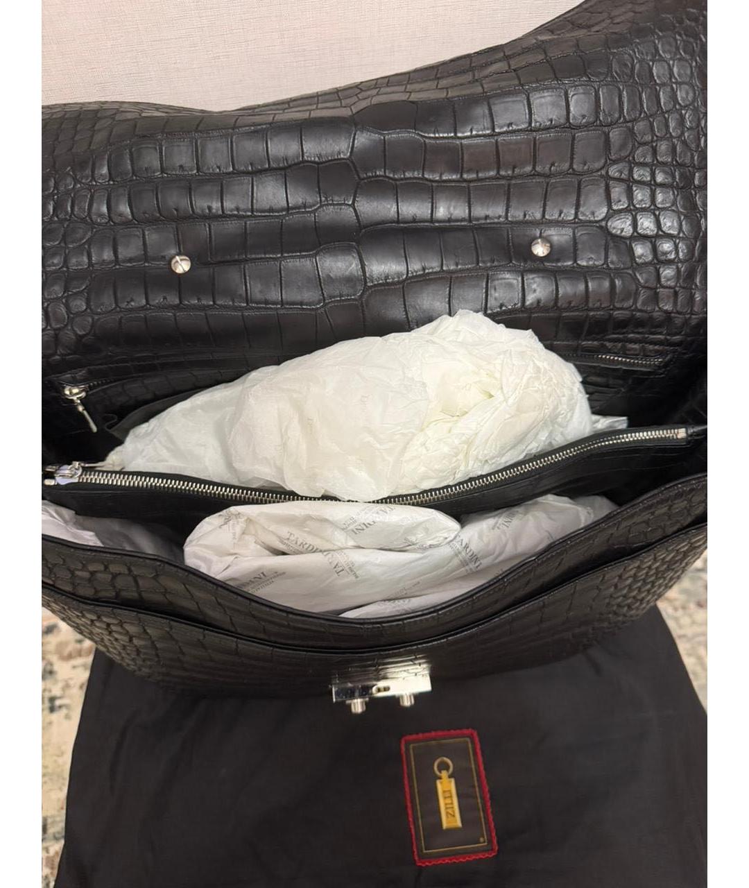 ZILLI Черный портфель из экзотической кожи, фото 4