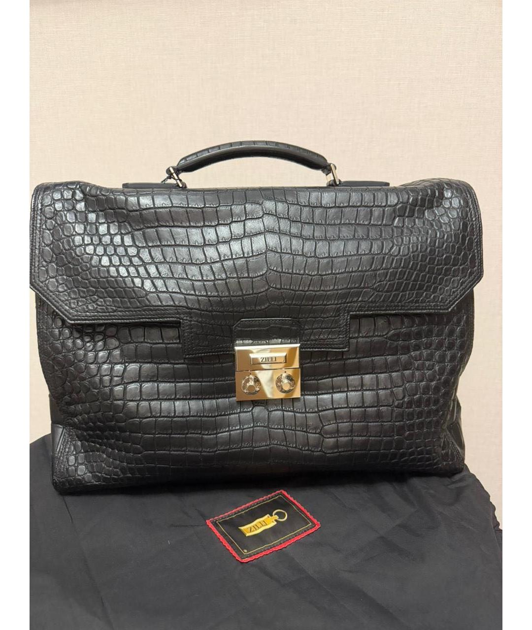 ZILLI Черный портфель из экзотической кожи, фото 5