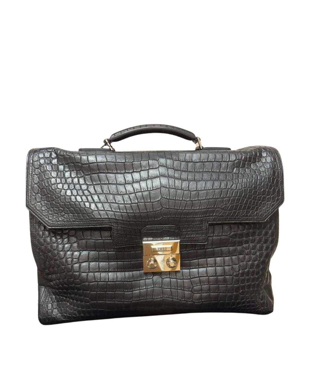 ZILLI Черный портфель из экзотической кожи, фото 1
