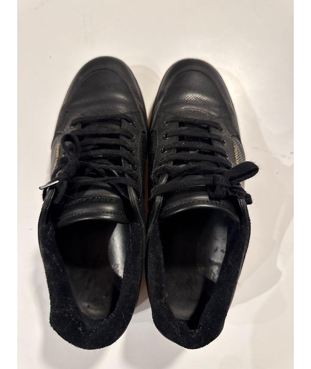 SAINT LAURENT Черные кожаные низкие кроссовки / кеды, фото 3