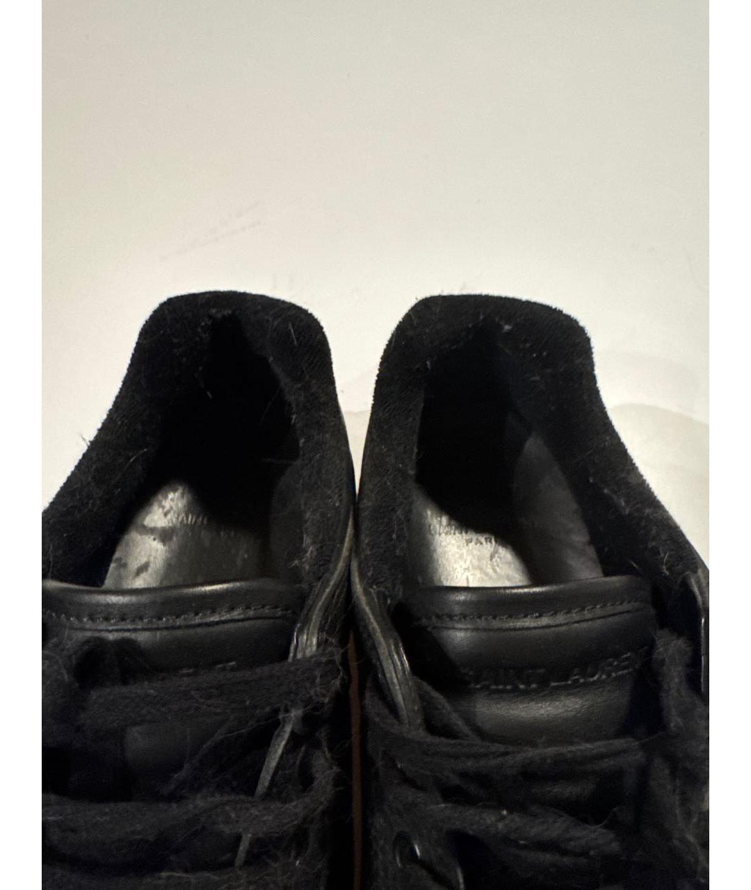 SAINT LAURENT Черные кожаные низкие кроссовки / кеды, фото 4