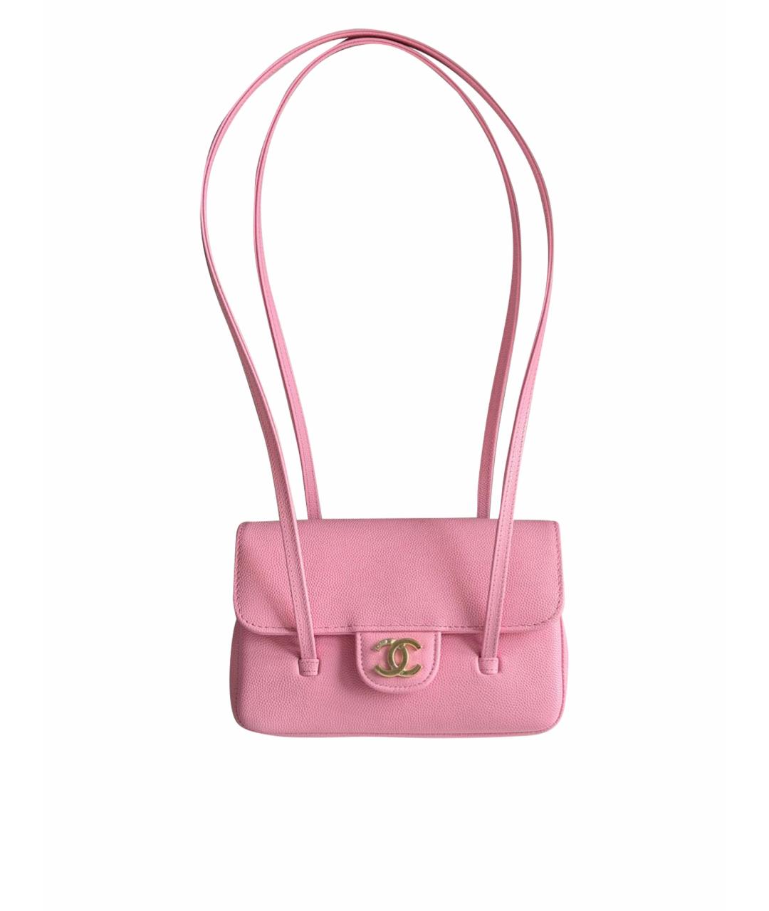 CHANEL Розовая кожаная сумка с короткими ручками, фото 1