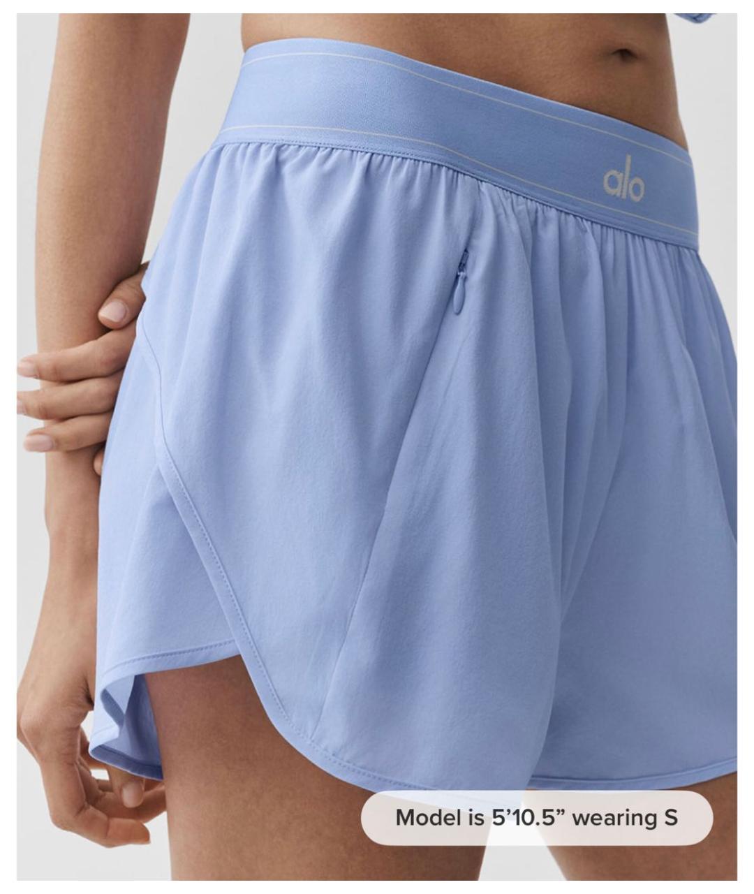 ALO YOGA Голубые хлопко-эластановые спортивные брюки и шорты, фото 2