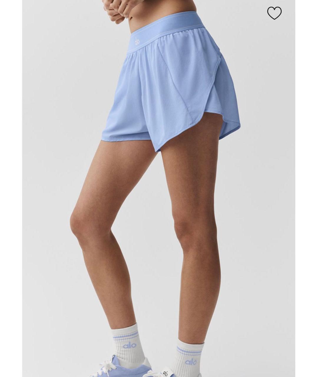 ALO YOGA Голубые хлопко-эластановые спортивные брюки и шорты, фото 3