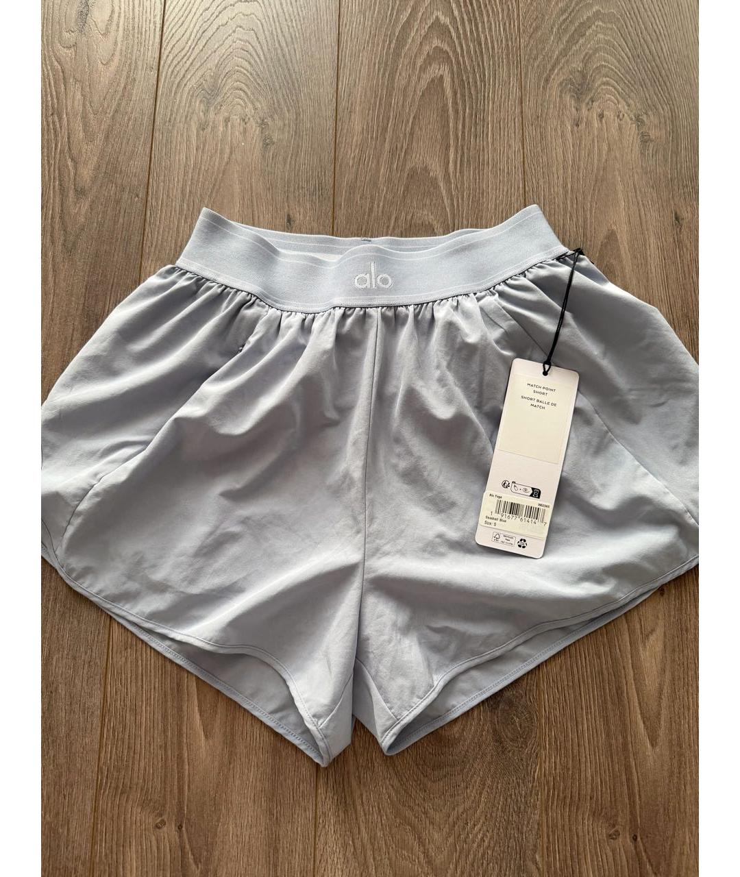 ALO YOGA Голубые хлопко-эластановые спортивные брюки и шорты, фото 4