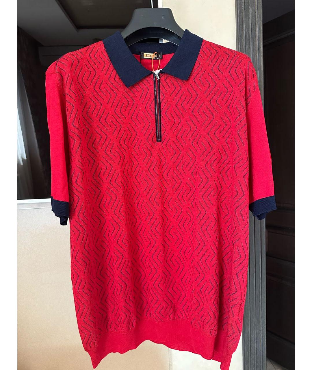 ZILLI Красное хлопковое поло с коротким рукавом, фото 6