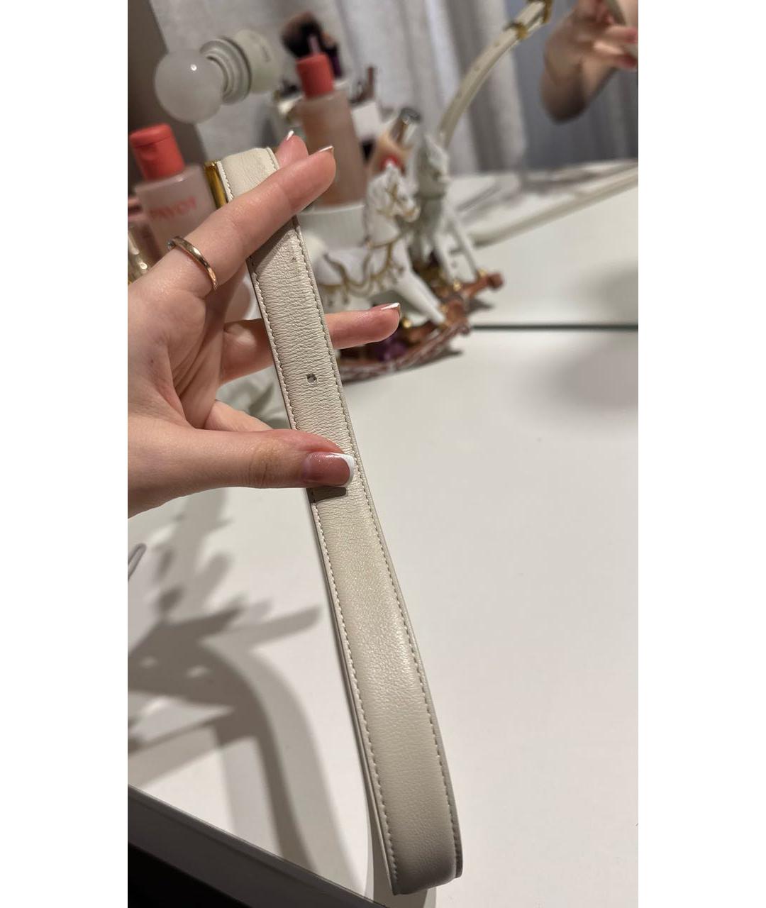 SAINT LAURENT Бежевый кожаный ремень, фото 3