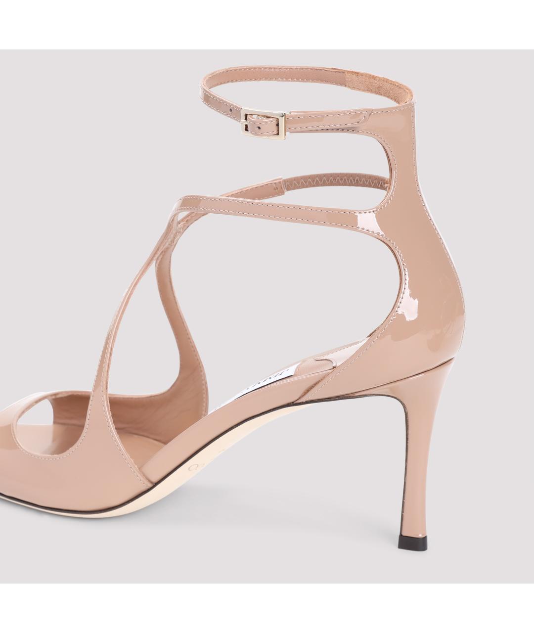 JIMMY CHOO Бежевые босоножки из лакированной кожи, фото 4