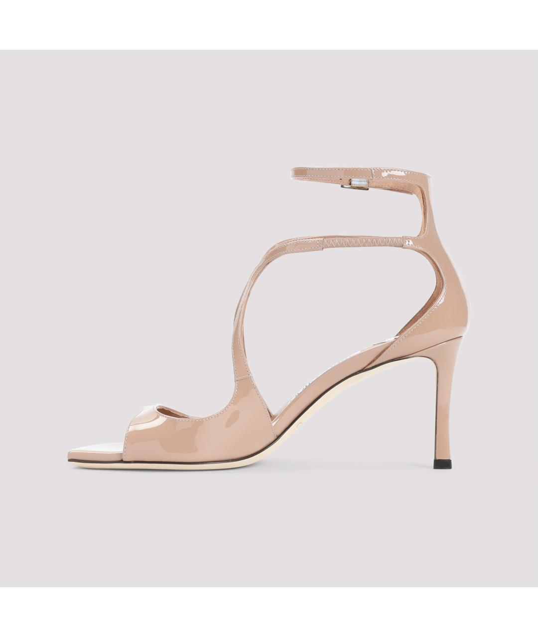 JIMMY CHOO Бежевые босоножки из лакированной кожи, фото 2