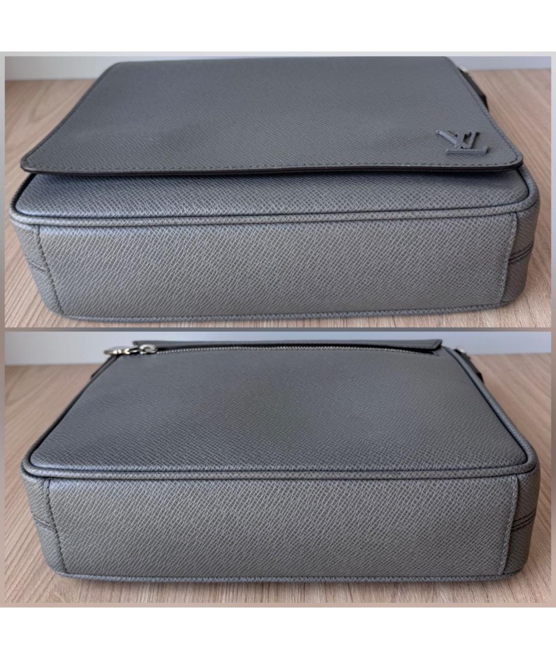 LOUIS VUITTON Серая кожаная сумка на плечо, фото 6