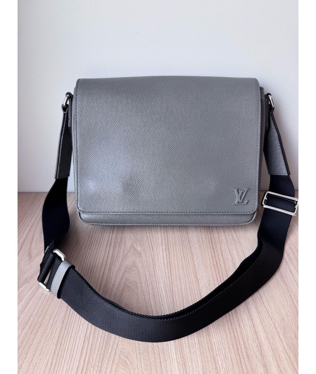 LOUIS VUITTON Серая кожаная сумка на плечо, фото 2